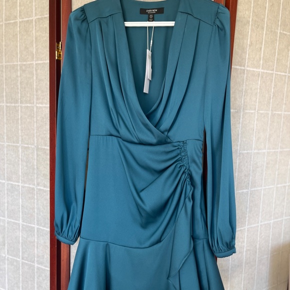 Ever New Elliana Wrap Short Cocktail Dress Teal Size 2 - Picture 4 of 4